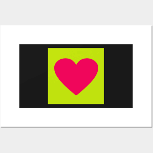 Pink heart on lime green Posters and Art